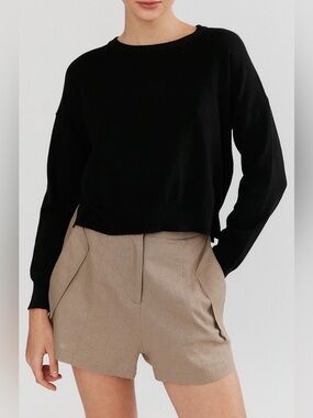 Deluc Polly Crewneck Sweater in Black Size Medium
